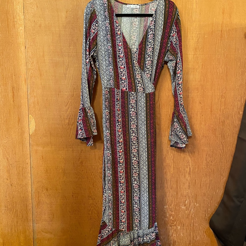 Gorgeous Printed Long Wrap Dress
